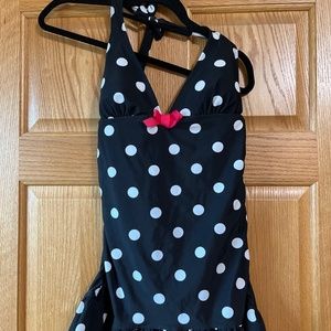 Venus Black with White PokaDots One piece swim suit